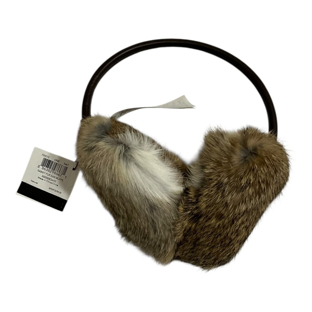Coach 100% Rabbit Fur Leather Band Winter Earmuffs Womens NWT $298 MSRP - Picture 3 of 5
